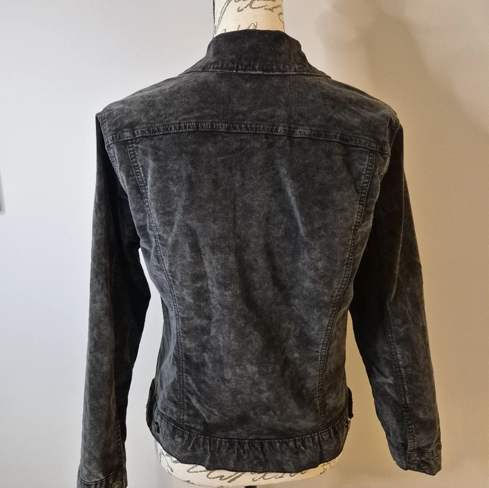 Lucky Brand Jeans The Tommy Trucker Charcoal Black Velvet Jacket - M - Picture 12 of 15